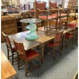 OAK DRAWLEAF BARLEY TWIST TABLE & 8 CHAIRS