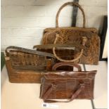 4 HANDBAGS CROCODILE SKIN & OTHER