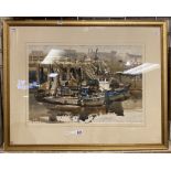 NICK POULLIS WATERCOLOUR 53CMS X 36CMS APPROX IN GILT FRAME