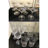 SET OF 7 EDWARDIAN, SET 6, WATER JUG & 4 GLASSES