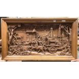 CARVED WALL RELIEF WAR CHARIOT - A/F