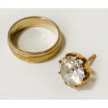 9CT GOLD GENTS RING WITH WHITE SAPPHIRE 4.3 GRAMS