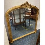 LARGE GILT WOOD OVERMANTLE MIRROR