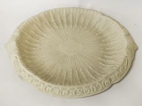 VICTORIAN PARION WARE BREAD PLATE ''WHERE REASON RULES THE APPETITE OBEYS'' PROBABLY BY MINTON