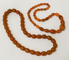TWO BEADED NECKLACES SOME BUTTERSCOTCH