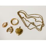 QTY OF 9CT JEWELLERY TO INCLUDE CAMEO 23.1 GRAMS TOTAL