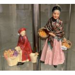 ROYAL DOULTON FIGURES - THE ORANGE LADY & BONNIE LASS LARGEST 21.5CMS (H) 13CMS (W)