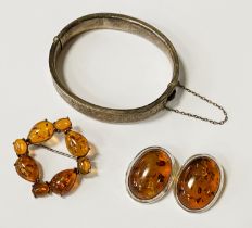 SILVER BANGLE WITH SILVER & AMBER SET