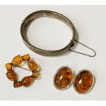 SILVER BANGLE WITH SILVER & AMBER SET