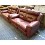 PAIR OF 2 SEATER SOFAS - ONE BEING A RECLINER
