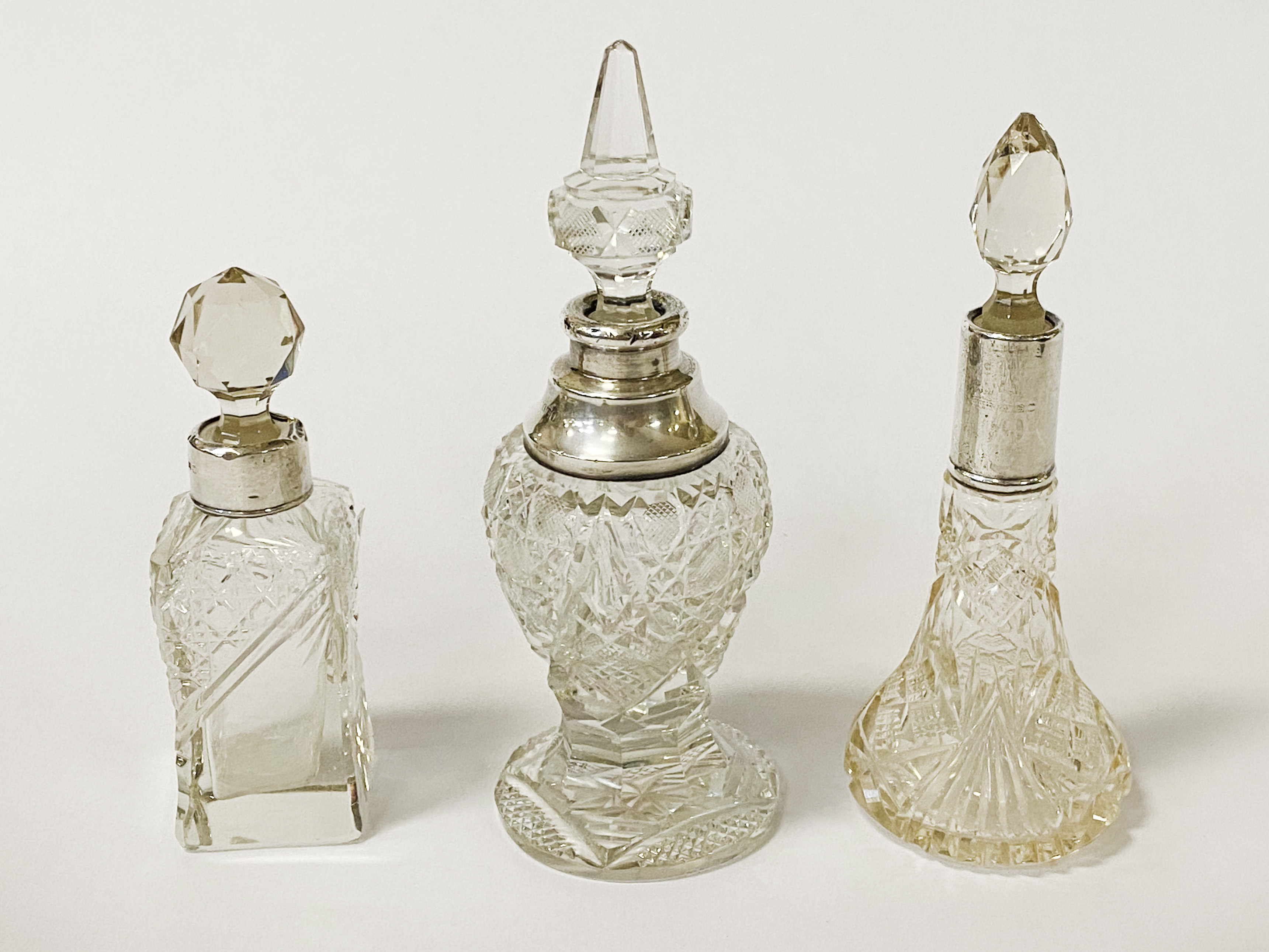 3 HM SILVER PERFUME BOTTLES