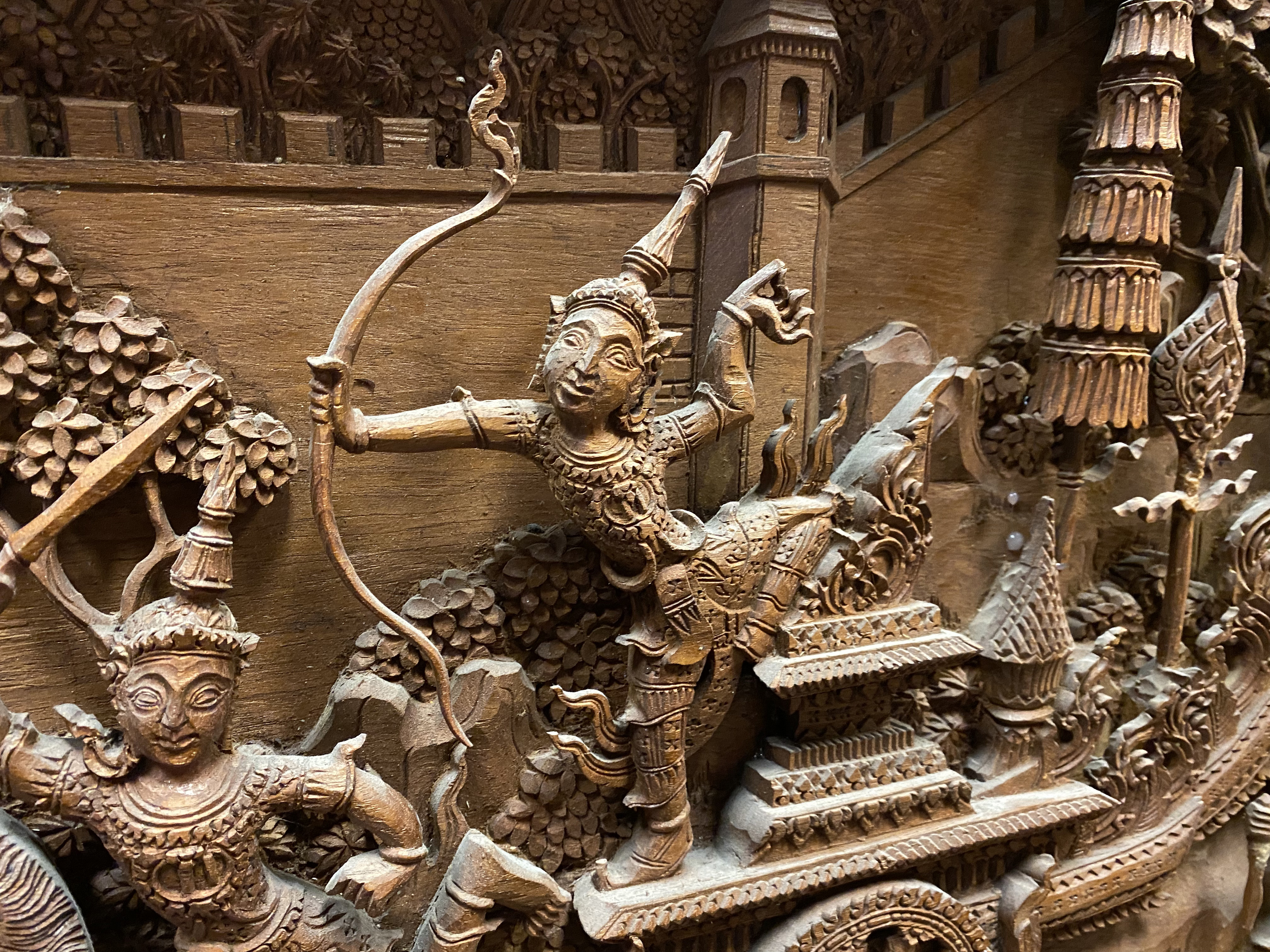 CARVED WALL RELIEF WAR CHARIOT - A/F - Image 2 of 2