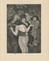 DAME LAURA KNIGHT PRINT OF PLATE III FROM DANCING ON HAMPSTEAD HEATH