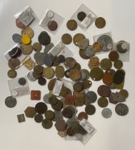 TOKENS (110) UNOFFICIAL ISSUES MOSTLY BRONZE, INCLUDING LONDON MARKETS & MINES