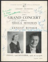 FIVE STANDARD KOLSTER SOCIAL & ATHLETIC CLUB CONCERT ORCHESTRA PROGRAMMES (THREE SIGNED) A/F