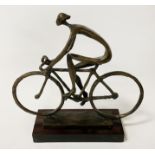 METAL FIGURE OF MAN RIDING BICYCLE 27CMS (H) APPROX