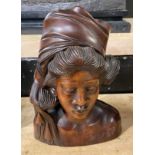 SIGNED CARVED BUST OF A GIRL - 24CMS (H) APPROX