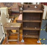 OAK BOOKCASES & STOOL