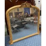 LARGE GILT WOOD OVERMANTLE MIRROR