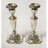 PAIR OF SILVER CANDLESTICKS 21CMS (H)