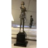 BRONZE FIGURE OF A LADY SIGNED LORENZ 37CMS (H) APPROX