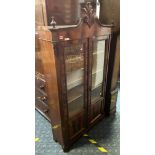 TWO DOOR DISPLAY CABINET WITH FINIALS A/F