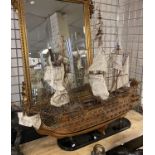 LARGE GALLEON MODEL SHIP 85CMS (H) EXCLUDING STAND