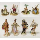 TWO SETS OF FOUR MEISSEN & DRESDEN EARLY FIGURES OF FOUR CONTINENTS - CIRCA 1760 VERY RARE/ UNUSAL