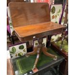 MAHOGANY TEA TABLE WITH BRASS FEET