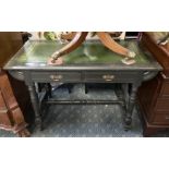 EDWARDIAN EBONISED LEATHER TOP DESK