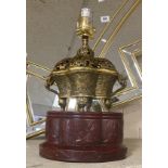 BRONZE CHINESE CENSER LAMP - 33CMS (H) APPROX