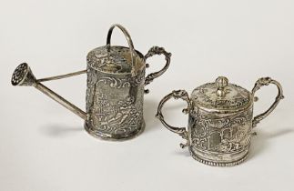 HM SILVER WATER CAN & LIDDED BOWL