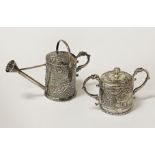 HM SILVER WATER CAN & LIDDED BOWL