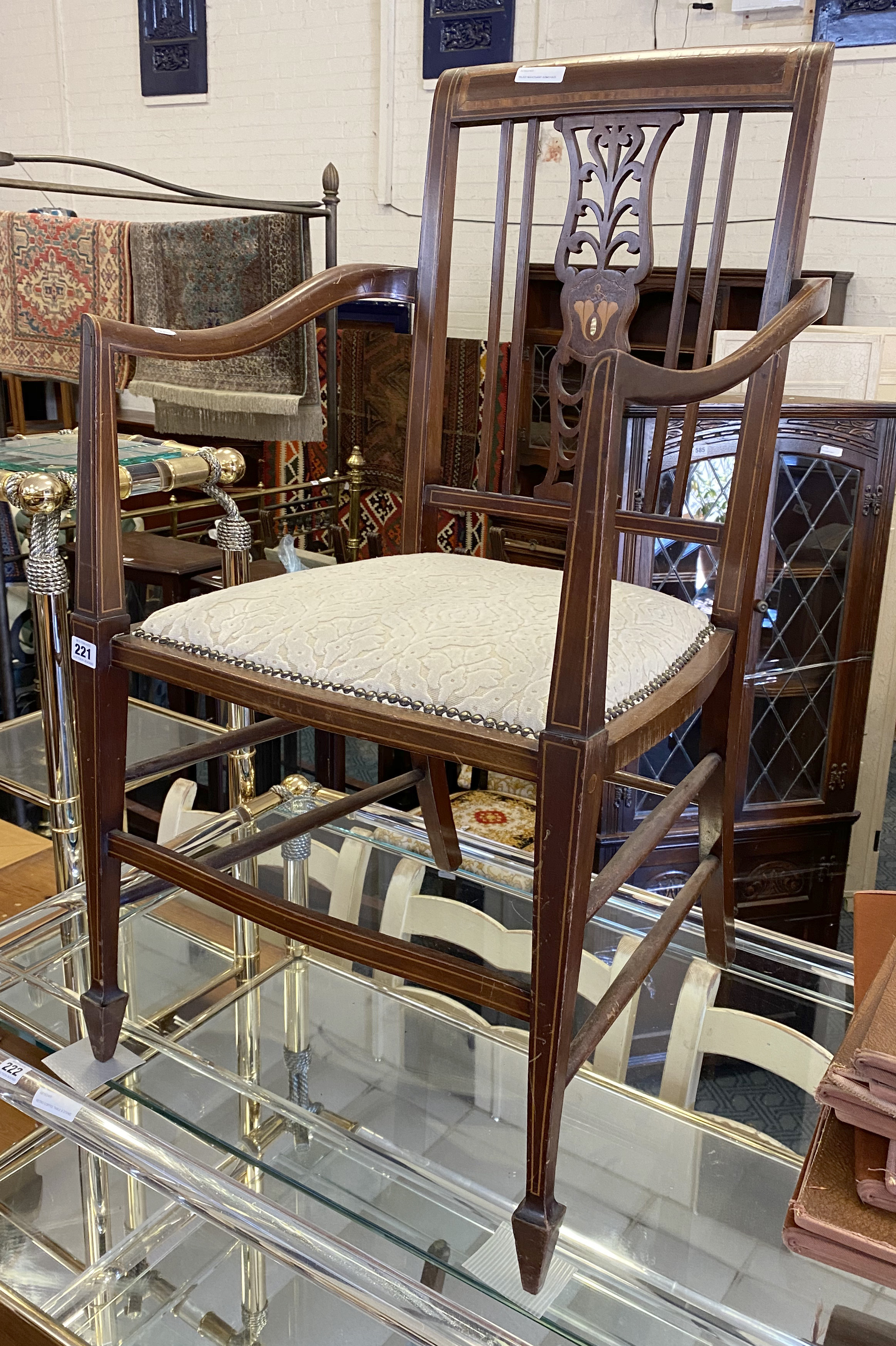 INLAID MAHOGANY ARMCHAIR