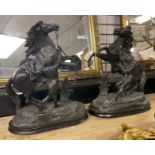 TWO SPELTER HORSE FIGURES 41CMS (H) APPROX
