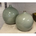 2 GRADUATING CELADON VASES - HANDMADE IN THAILAND