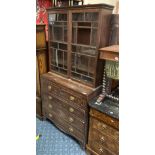 MAHOGANY SECRETAIRE BOOKCASE A/F