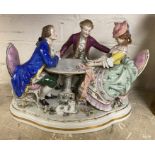 SITZENDORF PORCELAIN CARD PLAYER GROUP A/F 25CMS (H) APPROX