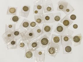 LARGE COLLECTION OF EARLY VICTORIAN SILVER COINS - APPROX 11 ozs APPROX