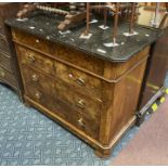 WALNUT GEORGIAN MARBLE TOP FOUR DRAWER CHEST