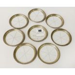 SET 8 SILVER & GLASS COASTERS ON STAND