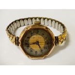 9CT GOLD CASED SWISS LADIES WATCH