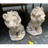 PAIR OF SEATED LIONS