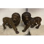 PAIR BRONZE LIONS - 30 CMS (L)