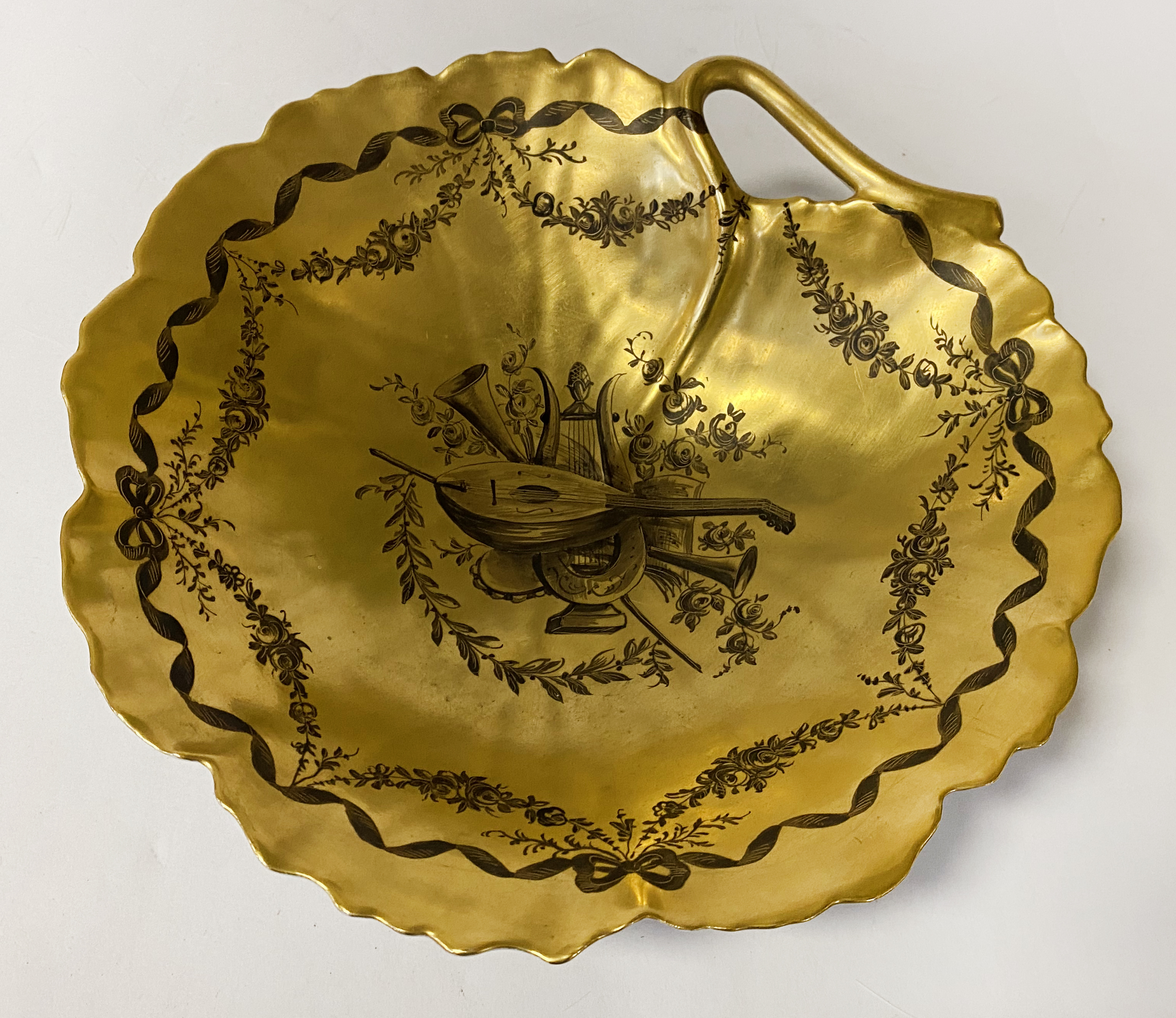 FRENCH LIMOGES CASKET, DISH & HAND PAINTED SALAD SERVERS - Image 2 of 6