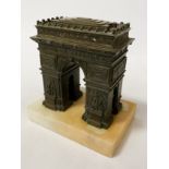 BRONZE ARC DE TRIOMPHE ON MARBLE BASE