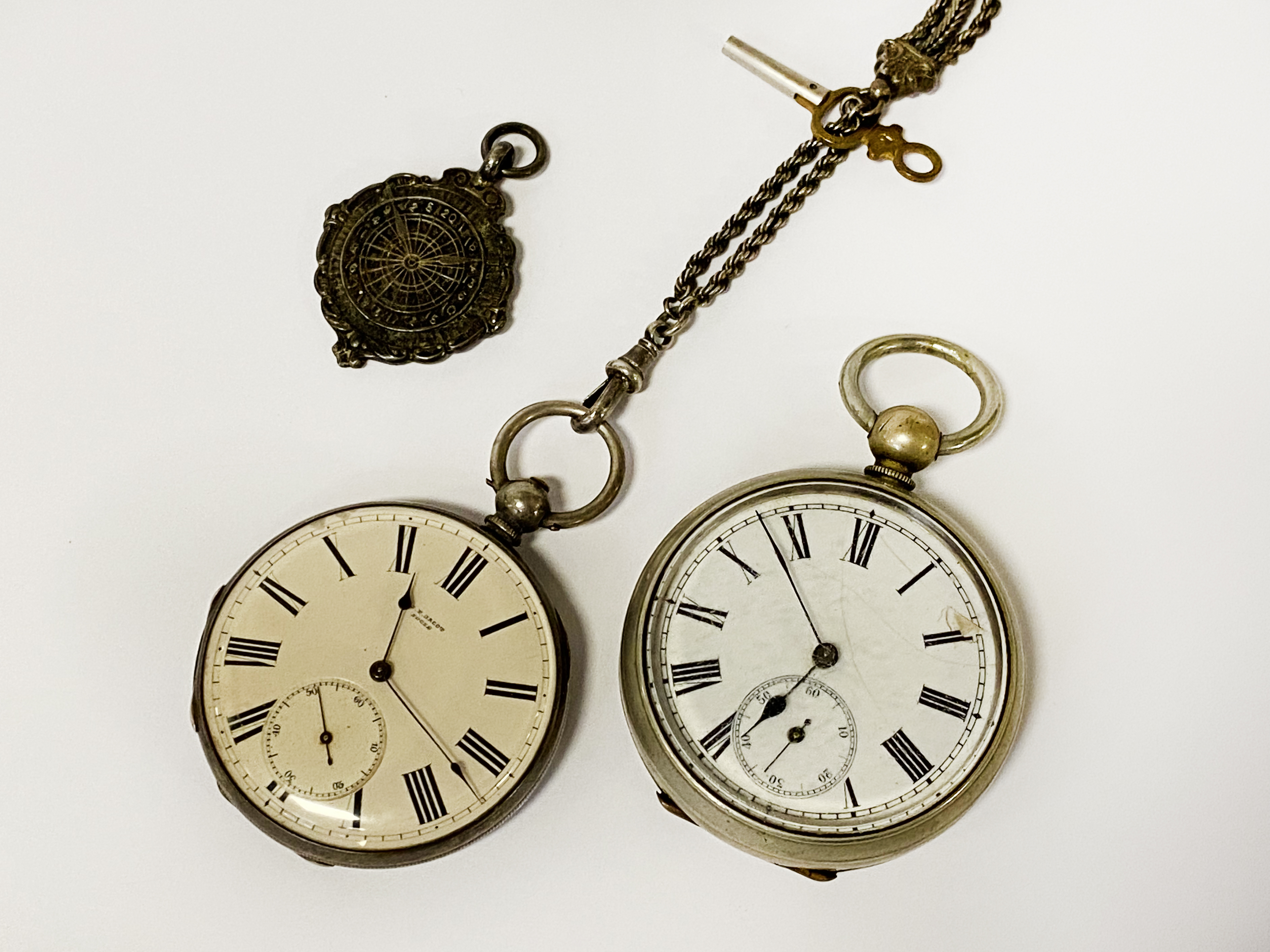 SILVER POCKET WATCH & ANOTHER WITH ASSORTED SILVER - Image 2 of 3