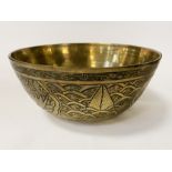 EARLY CHINESE BRONZE BOWL - 24CMS DIAMETER 11CMS HIGH