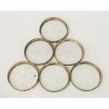 SET 6 SILVER & CUT GLASS COASTERS