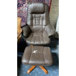 SWEDISH LEATHER CHAIR & STOOL